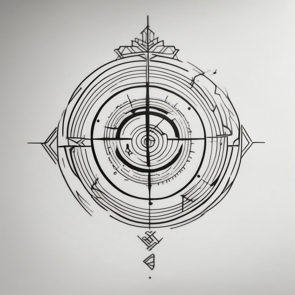 sleeve tattoo to contain the symbols family , love, health, time, money , happines cute tattoo idea, design de tatouage Minimaliste généré par IA